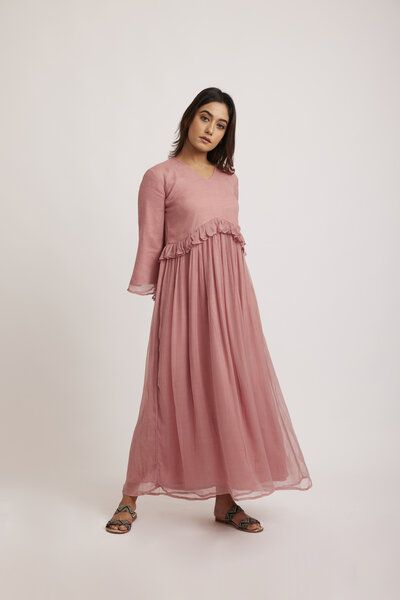 ÏMAIMA Elya Chiffon Maxikleid aus Bio-Baumwolle mit Rüschen von ÏMAIMA