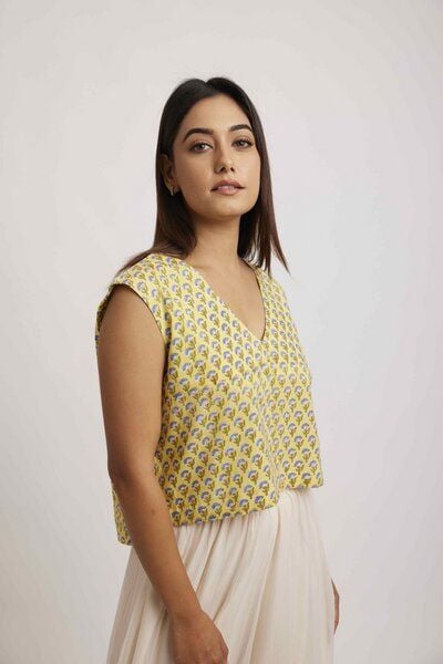 ÏMAIMA Golbahar Top aus Bio-Baumwolle Handbedruckt von ÏMAIMA