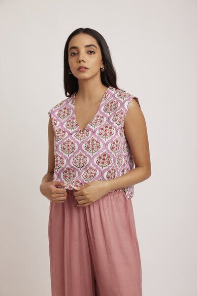 ÏMAIMA Golbahar Top aus Bio-Baumwolle Handbedruckt von ÏMAIMA