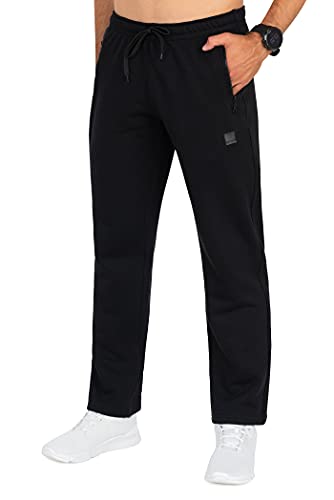 Imako Jogginghose Herren Baumwolle Trainingshose - Sporthose Jogginghosen Männer, Seitentaschen mit Reißverschluß Derek schwarz Gr. 3XL von Imako