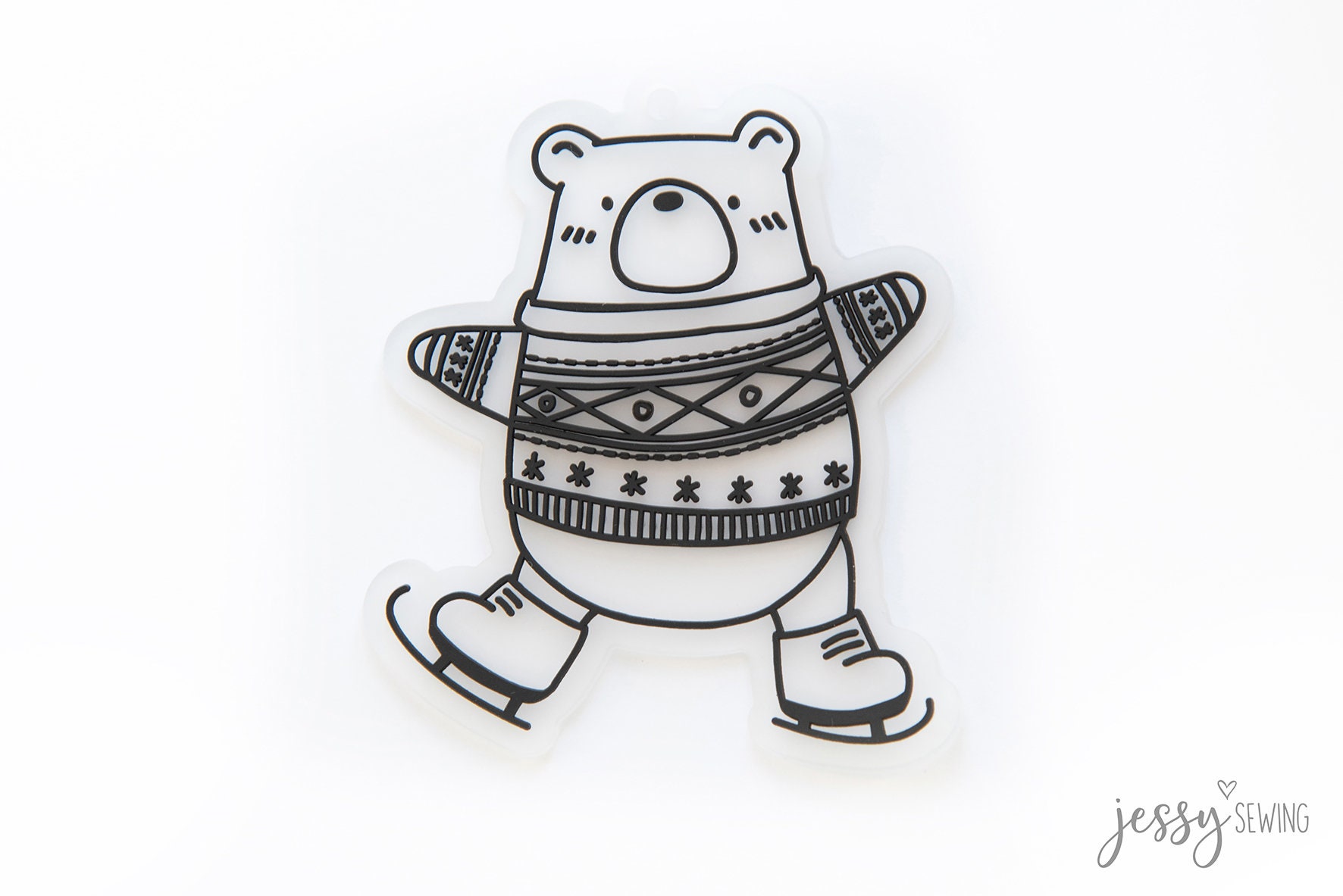 Gummilabel "Schlittschuhbär" Von Jessy Sewing - Ab 1 Stück von IMCstoffwelten