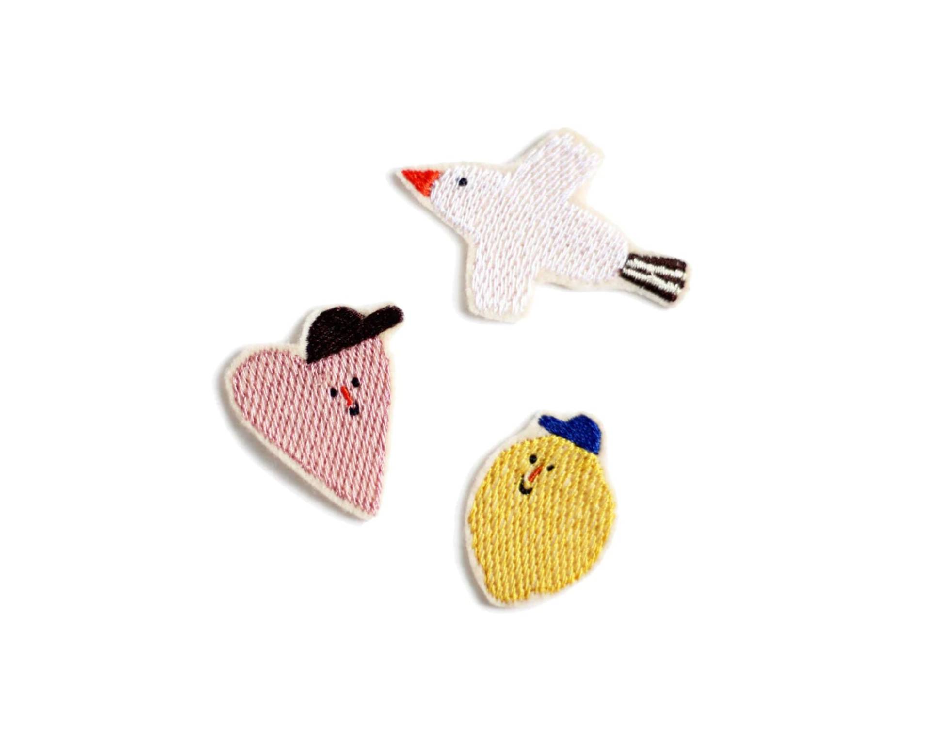 Halfbird Aufnäher Set "Zitrone, Herz, Vogel" Bügelflicken von IMCstoffwelten