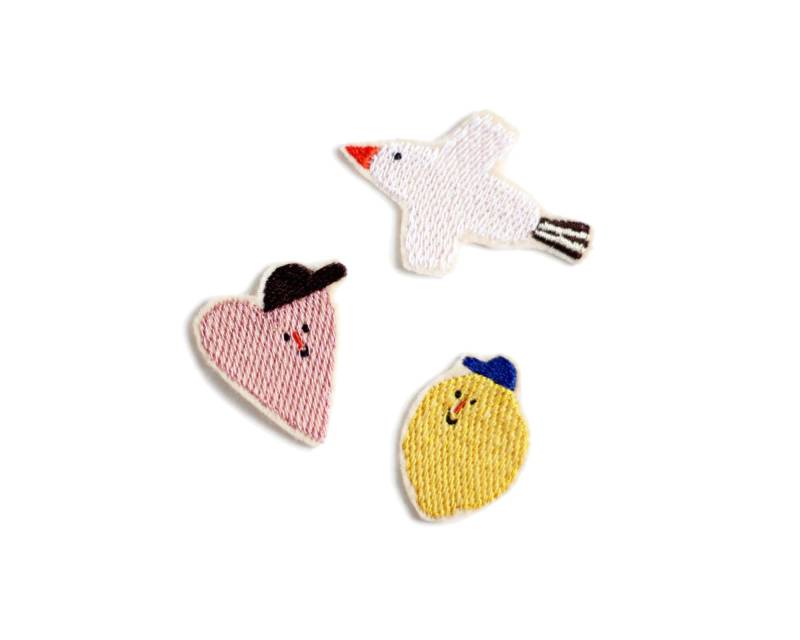 Halfbird Aufnäher Set "Zitrone, Herz, Vogel" Bügelflicken von IMCstoffwelten