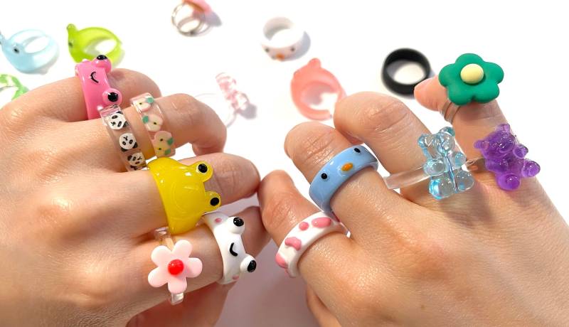 Obst Tier Stil Ringe | Kaufen 3 Erhalten 1 Gratis Bunter Spaß Funky Getauchter Offener Acrylharz Unregelmäßiger Klobiger Ring Leuchtet Im Dunkeln von IMEASbyLee