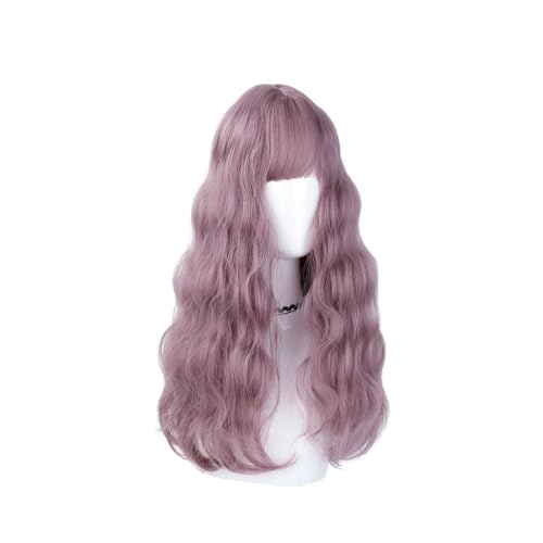 Perücke Mit Pony Perücke Leicht Lockige Natürliche Flauschige Volle Kopfperücke für Damen, Mode Lang Lockiges Haar Perücke Synthetisches Haar Pelucas De Mujer Pelo Humano(A) von IMEITE