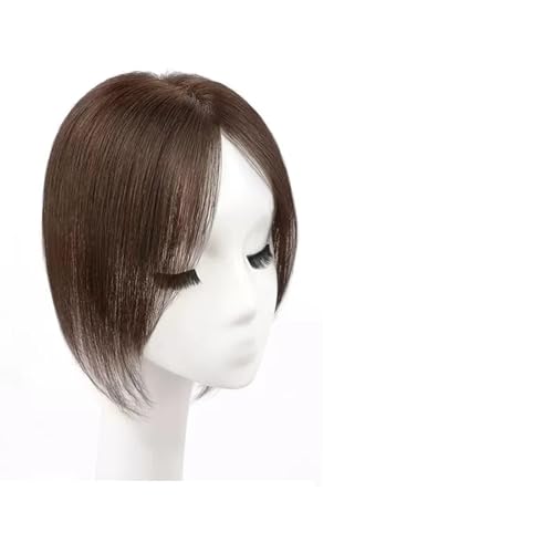 Perücke Mit Pony Pony Perücke Stück Volle Echte Menschliches Haar Patch Flauschig Erhöhen Haar Volumen Flauschige Abdeckung Grau Haar Pelucas De Mujer Pelo Humano(06-(10-12)25CM-brown) von IMEITE