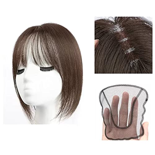 Perücke Mit Pony Pony Perücke Stück Volle Echte Menschliches Haar Patch Flauschig Erhöhen Haar Volumen Flauschige Abdeckung Grau Haar Pelucas De Mujer Pelo Humano(10-(13-12)25CM brown) von IMEITE