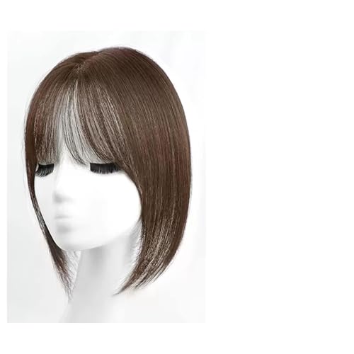 Perücke Mit Pony Pony Perücke Stück Volle Echte Menschliches Haar Patch Flauschig Erhöhen Haar Volumen Flauschige Abdeckung Grau Haar Pelucas De Mujer Pelo Humano(12-(13-12)30CM brown) von IMEITE