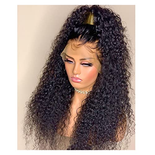 Perücke mit Pony Schwarz verworrene lockige weiche freie Teil Spitze Front Perücke für Frauen mit Babyhaar Natürliche Haaransatz Tägliche Perücken Pelucas De Mujer Pelo Humano(26inch) von IMEITE