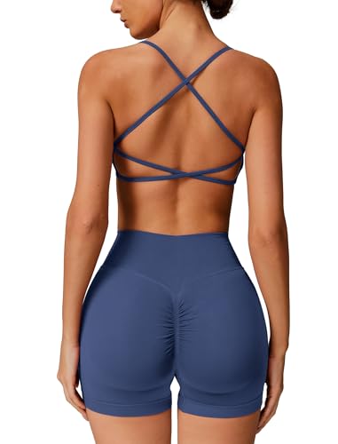 IMEKIS 2 Teilig Gym Set Damen Sportanzug Crossback Sportbh mit Hohe Taille Yoga Shorts Fitness Sportbekleidung Workout Jogging Pilates Outfit Marineblau M IMEKIS 2 Teilig Gym Set Damen Sportanzug Crossback Sportbh mit Hohe Taille Yoga Shorts Fitness Sportbekleidung Workout Jogging Pilates Outfit Marineblau M von IMEKIS