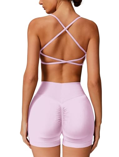 IMEKIS 2 Teilig Gym Set Damen Sportanzug Crossback Sportbh mit Hohe Taille Yoga Shorts Fitness Sportbekleidung Workout Jogging Pilates Outfit Rosa S IMEKIS 2 Teilig Gym Set Damen Sportanzug Crossback Sportbh mit Hohe Taille Yoga Shorts Fitness Sportbekleidung Workout Jogging Pilates Outfit Rosa S von IMEKIS
