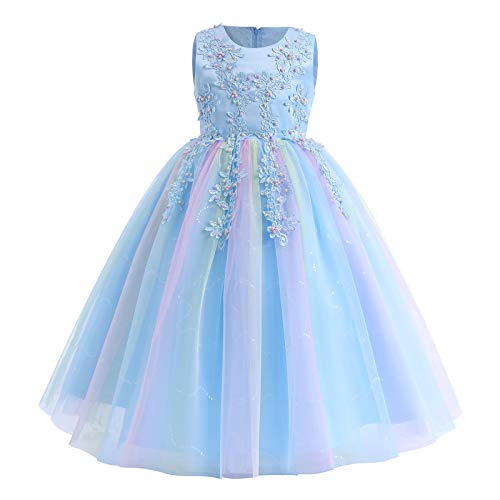 IMEKIS Blumenmädchen Kleid Prinzessin Spitze Tüll Tutu Pailletten Bowknot Abendkleid Brautjungfer Hochzeit Partykleid Geburtstag Lang Festzug Ballkleid von IMEKIS