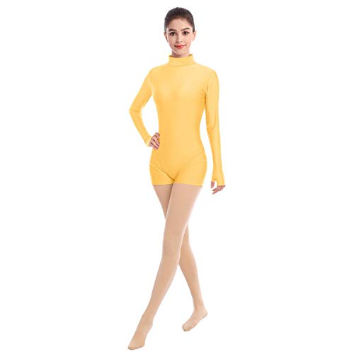 IMEKIS Damen Ballettanzug Langarm Spandex Bodysuit Rollkragen Ballett Tanzbody Trikot Einteiler Gymnastik Turnanzug Bademode Sport Body Top von IMEKIS