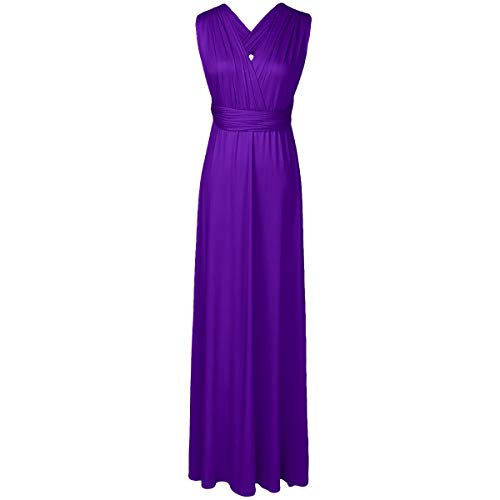 IMEKIS Damen Elegant Abendkleid Multiway V-Ausschnitt Schulterfrei Partykleid Ärmellos Neckholder Maxikleid Rückenfrei Sommerkleid Festlich Cocktailkleid Brautjungfer Hochzeit Ballkleid Lila L von IMEKIS