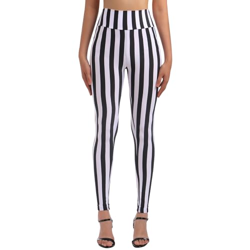 IMEKIS Damen Vertikale Streifen Hosen Schwarz Wei? Gestreift Hosen Schlanke Elastische Strumpfhose Leggings Lange Yogahosen Jogginghose D?nn Freizeithose Schwarz-Streifen XL von IMEKIS