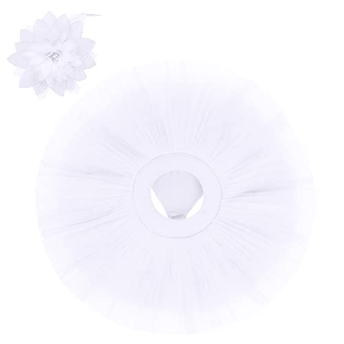 IMEKIS Frauen M�dchen Ballett Tanz Tutu Pfannkuchenrock Ballerina Tanzauff�hrung Kost�m 7 Schichten T�llrock mit Unterhose Haarspangen 2er Tanzbekleidungsset Wei� Small von IMEKIS