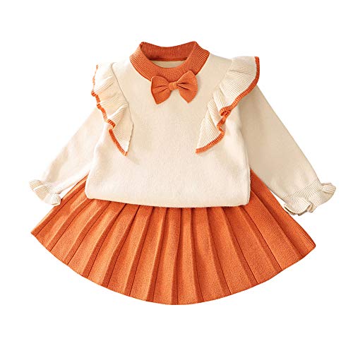 IMEKIS Kind Baby Mädchen Party Tutu Prinzessin Kleid Häkeln Outfit Strickpullover Tops mit Faltenrock 2pcs Herbst Winter Kleidung Set von IMEKIS