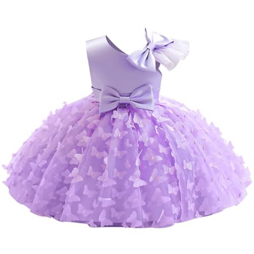 IMEKIS Kinder Baby M�dchen Geburtstag Taufkleid �rmellos Prinzessin Bowknot R�sche Tutu Blume Hochzeit Partykleid Elegant Formal Festzug Ballkleid Lila 12-18 Monate von IMEKIS