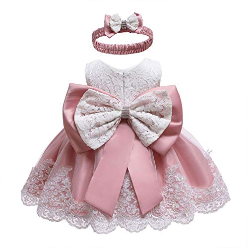 IMEKIS Kinder Mädchen Blumenkleid Prinzessin Spitze Tüll Tutu Bowknot Kleid Hochzeit Geburtstag Abendkleid Formale Anlass Partykleid Festlich Festzug Ballkleid Rosa 3-4 Jahre von IMEKIS