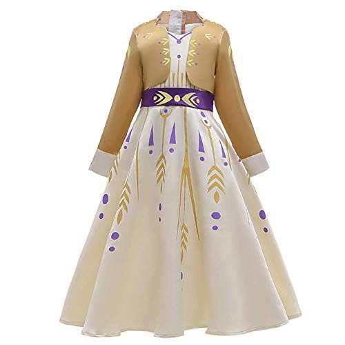 IMEKIS Mädchen Eiskönigin 2 ELSA Anna Kleid Prinzessin Weihnachten Halloween Karneval Verkleiden Cosplay Kostüm Geburtstag Pailletten Tüll Tutu Gelb 11-12 Jahre von IMEKIS