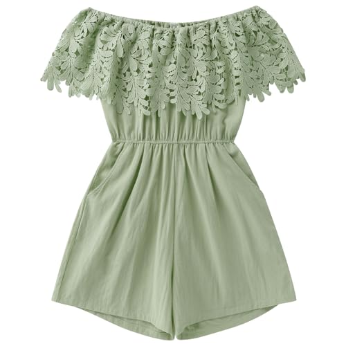 IMEKIS Mutter und Tochter Passende Outfit Damen Mädchen Off Shoulder Spitze Strampler Jumpsuit Kurz Bodysuit Overalls Boho Sommer Playsuit mit Taschen Grün 3-4 Jahre IMEKIS Mutter und Tochter Passende Outfit Damen Mädchen Off Shoulder Spitze Strampler Jumpsuit Kurz Bodysuit Overalls Boho Sommer Playsuit mit Taschen Grün 3-4 Jahre von IMEKIS