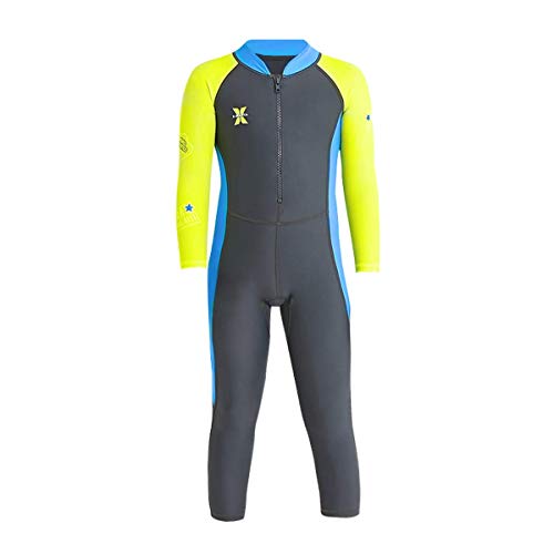 Kinder Badeanzug Mädchen Jungen Neoprenanzug Langarm Tauchanzug Badebekleidung Surfen Tauchen Wärmehaltung Bademode UV Schutz UPF 50+ Einteiler Schwimmanzug für Wassersport Dunkelgrau 3-4 Jahre von IMEKIS