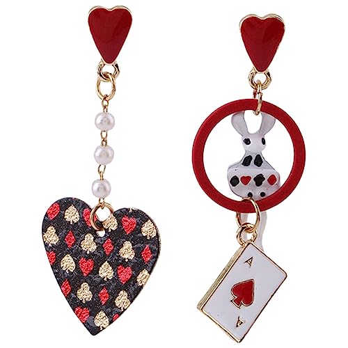IMIKEYA Asymmetrische Ohrringe für Frauen Kreative Poker Bunny Herz Ohrhänger Lustige Baumelnde Tropfenohrringe Aesthetic Schmuck für Partys und Alltag IMIKEYA Asymmetrische Ohrringe für Frauen Kreative Poker Bunny Herz Ohrhänger Lustige Baumelnde Tropfenohrringe Aesthetic Schmuck für Partys und Alltag von IMIKEYA
