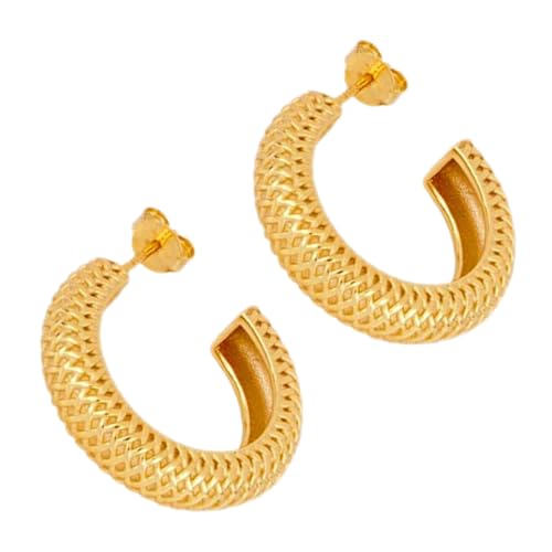IMIKEYA 1 Paar Große Runde Creolen Ohrringe für Damen Minimalistische Vergoldete Statement Ohrringe im Retro Stil Vielseitig und Elegant für Verschiedene Anlässe von IMIKEYA
