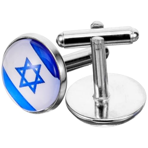 IMIKEYA 1 Paar Anzug Manschettenknöpfe Israel Flagge Dekorative Hemdmanschetten für Herren Legierung Vielseitig für Formelle Anlässe von IMIKEYA