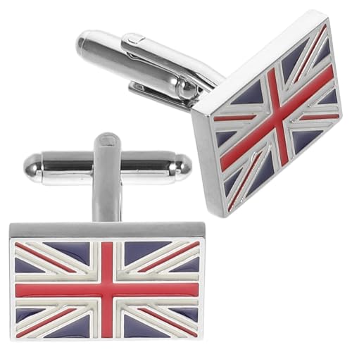 IMIKEYA 1 Paar Klassische Manschettenknöpfe mit Britischer Flagge Cufflinks für Damen und Herren Design Leicht Anzubringen für Hochzeiten und Formelle Anlässe von IMIKEYA