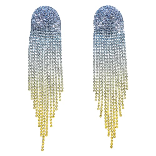IMIKEYA 1 Paar Kristall-Kronleuchter-Ohrringe: Tennisketten-Ohrringe, lange Strass-Ohrstecker für Frauen und Mädchen, Hochzeits-Kronleuchter-Statement-Schmuck von IMIKEYA