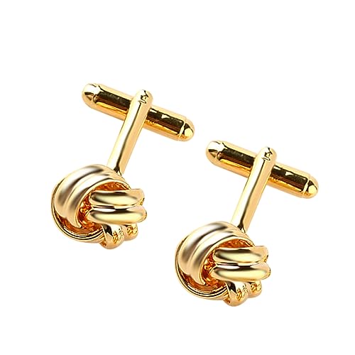 IMIKEYA 1 Paar Manschettenknöpfe für Herren Goldfarbene Knoten Design Einzigartige Hemdmanschetten für Hochzeiten und Geschäftsevents Elegantes für Besondere Anlässe von IMIKEYA