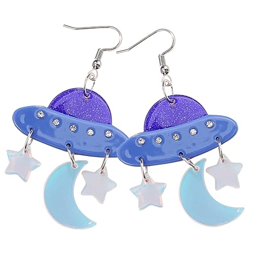 IMIKEYA 1 Paar Raumschiff Mond Stern Ohrhänger für Damen Leichte Farbenfrohe Dangling Ohrringe Eleganter Schmuck für Perfektes für Freunde und Familie IMIKEYA 1 Paar Raumschiff Mond Stern Ohrhänger für Damen Leichte Farbenfrohe Dangling Ohrringe Eleganter Schmuck für Perfektes für Freunde und Familie von IMIKEYA