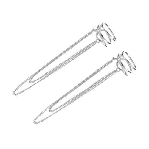 IMIKEYA 1 Paar Silber Ohrclips mit Langen Quasten Eleganten Ketten Ohrringen für Frauen Modischer Ohrschmuck Ohrloch Silber von IMIKEYA