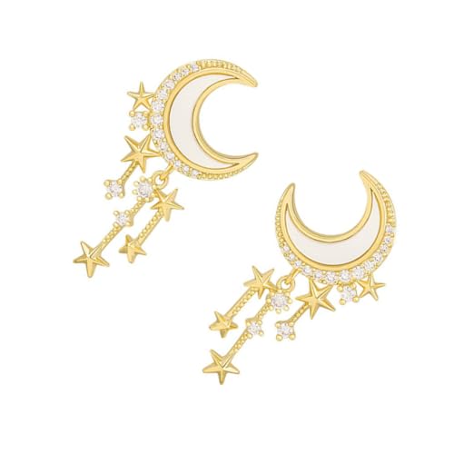 IMIKEYA 1 Paar Silber Ohrringe Stern Mond mit Strass Quaste Ohrstecker für Damen für Hochzeiten Partys und Alltag Allergiefrei und Langlebig IMIKEYA 1 Paar Silber Ohrringe Stern Mond mit Strass Quaste Ohrstecker für Damen für Hochzeiten Partys und Alltag Allergiefrei und Langlebig von IMIKEYA