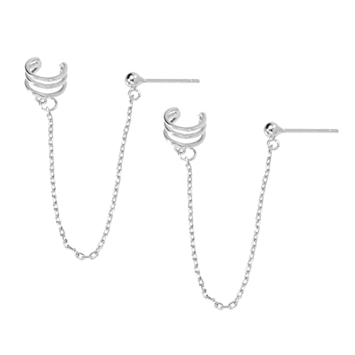 IMIKEYA 1 Paar Sterling Silber Ohrmanschetten Ohrhänger mit Kette für Frauen Clip Ohrringe im Modischen Design für Besondere Anlässe und IMIKEYA 1 Paar Sterling Silber Ohrmanschetten Ohrhänger mit Kette für Frauen Clip Ohrringe im Modischen Design für Besondere Anlässe und von IMIKEYA