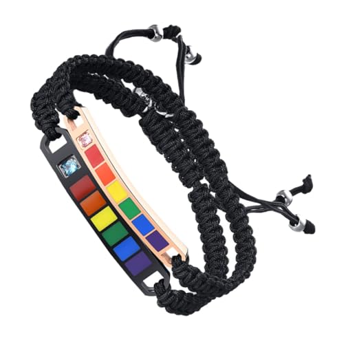 IMIKEYA 1 Paar Titanstahl Armbänder mit Nylongeflecht Regenbogen Farben Verstellbare Handseile für für Freunde und Familie IMIKEYA 1 Paar Titanstahl Armbänder mit Nylongeflecht Regenbogen Farben Verstellbare Handseile für für Freunde und Familie von IMIKEYA