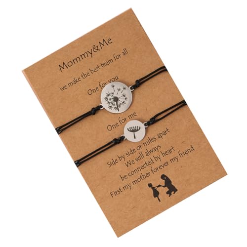IMIKEYA 1 Satz Dandelion Armband für Muttertag Verstellbares Handgefertigtes Armband mit Wachs Schnur Symbolisiert die Verbindung zwischen Mutter und Tochter als IMIKEYA 1 Satz Dandelion Armband für Muttertag Verstellbares Handgefertigtes Armband mit Wachs Schnur Symbolisiert die Verbindung zwischen Mutter und Tochter als von IMIKEYA