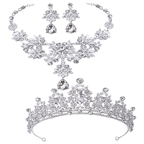 IMIKEYA 1 Satz Krone Tiara Halskette Ohrringe Elegantes Hochzeitszubehör für Braut für Hochzeiten Geburtstagsfeiern und IMIKEYA 1 Satz Krone Tiara Halskette Ohrringe Elegantes Hochzeitszubehör für Braut für Hochzeiten Geburtstagsfeiern und von IMIKEYA