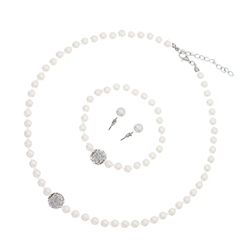 IMIKEYA 1 Satz Perlenkette Ohrringe und Armband Silber Elegantes Schmuckset für Hochzeiten Formelle Anlässe und Alltagsmode Handgefertigt Hochwertigen Materialien von IMIKEYA