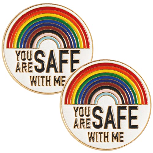 IMIKEYA 2 Stück Regenbogen Emaille Pins Brosche für Frauen und Männer Anstecknadel mit Aufschrift Bist bei Sicher Metallbrosche für Jacken Rucksäcke von IMIKEYA