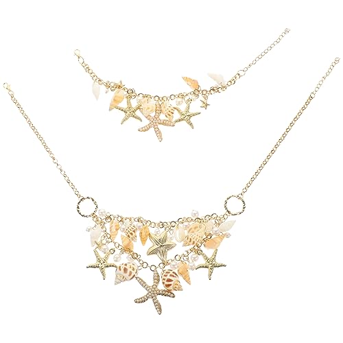 IMIKEYA 1 Satz und Armband für Damen Meeresschnecke und Sternen Anhänger Boho Schmuck für Hochzeiten Partys und Besondere Anlässe Langlebiges und Elegantes Design von IMIKEYA