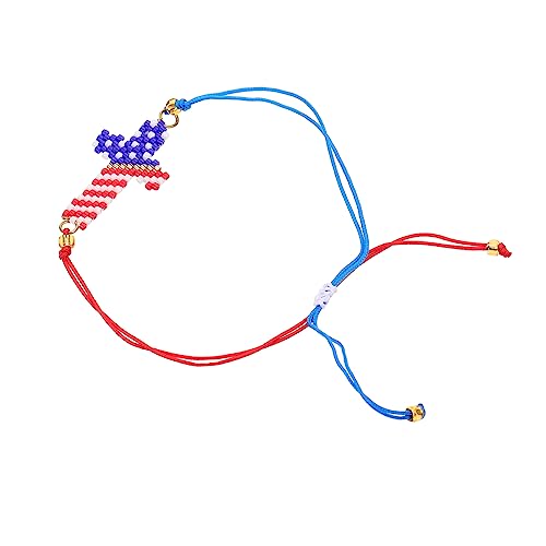 IMIKEYA 1 Stück Flag Armband mit Kreuz Patriotisches Handgelenk Schmuck für Männer und Frauen Verstellbar Handgefertigtes Armband für Feiern und Events von IMIKEYA