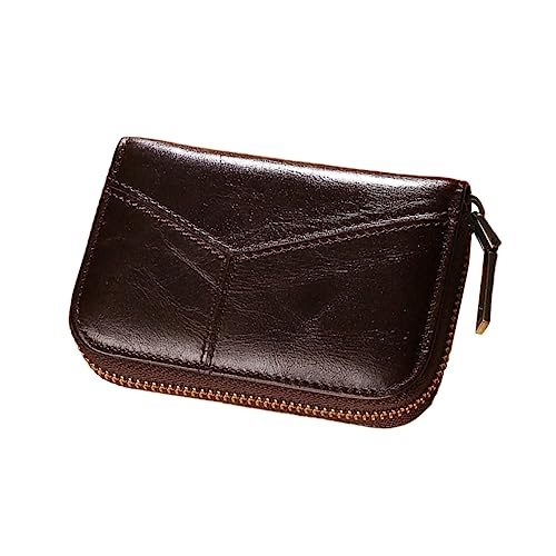 IMIKEYA 1 Stück Kompakter PU Geldbeutel für Münzen und Karten Multifunktionale Brieftasche mit Kartenfächern und Reißverschluss für Männer und Frauen Braun von IMIKEYA