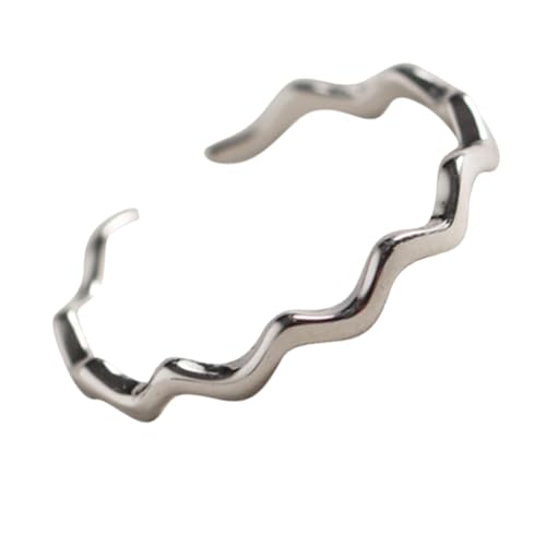 IMIKEYA 1 Stück Minimalistischer Verstellbarer Ring Silber Eleganter Offener Ring für Damen im Wellenstil als Schmuck für Alltag von IMIKEYA