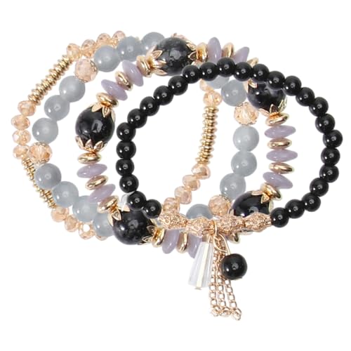 IMIKEYA Elegantes Mehrschichtiges Glas Armreif Mit Quasten Größenverstellbar Handgemacht Modischer Armreif Für Mädchen Für Partys Und Besondere Anlässe von IMIKEYA