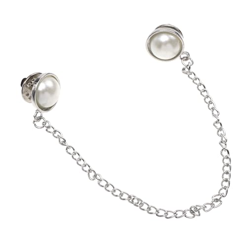 IMIKEYA Perlenkragen Kettenbrosche Perlen Brosche Damen Kleidungsaccessoires Hemdkragenbrosche Kleidertaille Brosche Perle Kette Kragen Pin von IMIKEYA