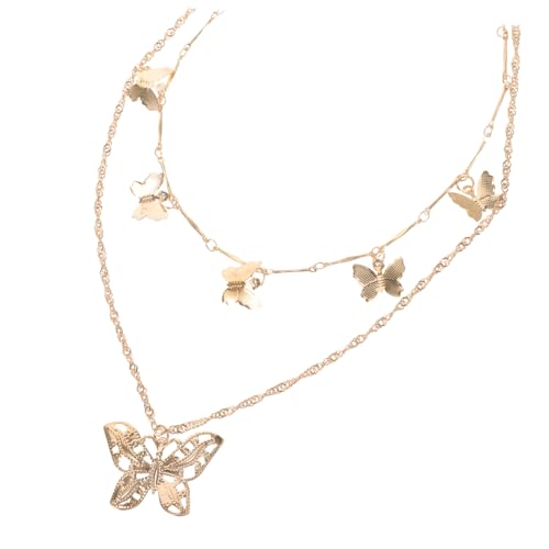 IMIKEYA 1 Stück Unregelmäßige Metallanhänger Halskette für Frauen Mehrlagiges Modisches Schmuckstück Gold für Strandpartys Abschlussfeiern und Besondere Anlässe von IMIKEYA