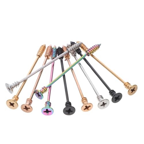 IMIKEYA 10 Stück Schraubohrringe Für Damen Ohrstecker Edelstahl Piercing Ohrstecker Haken Manschetten Ohrring Metall Ohrringe Ohrringe Für Herren Ohrschmuck Ohrmanschette Herren von IMIKEYA