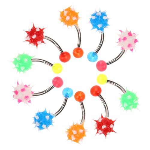 IMIKEYA 10 Stück Teiliges Bauchnabelpiercing mit Flauschigen Kugeln Leichte Nabelringe in Weiß Rot Orange Grün Blau Hautfreundlich Nabelschmuck für Damen von IMIKEYA